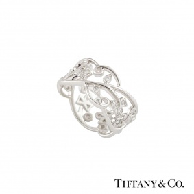 Tiffany & Co. Diamond Floral Platinum Band Ring